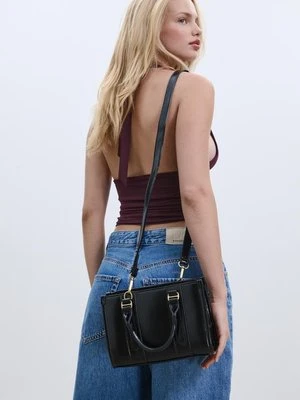 Stradivarius Sztywna torba tote  Czarny