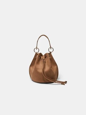 Stradivarius Sztywna torebka-worek z oczkami  Karmelowy