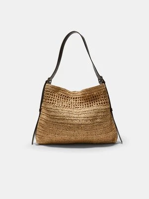 Stradivarius Szydełkowa torebka na ramię  Ecru