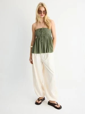 Stradivarius Szydełkowy top bandeau  Oliwkowy