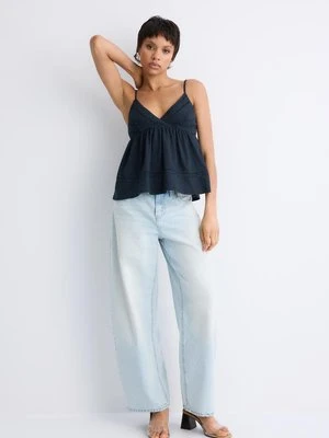 Stradivarius Szydełkowy top na ramiączkach  Ciemnomorski