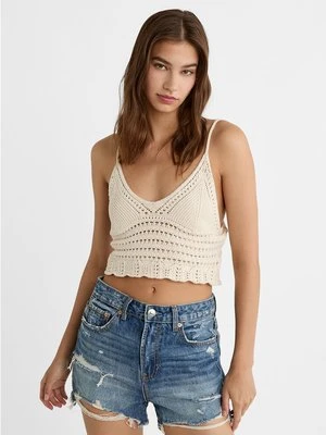 Stradivarius Szydełkowy top w stylu biustonosza bralette  Waniliowy