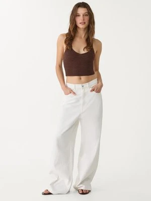 Stradivarius Szydełkowy top z dekoltem halter  Brązowy