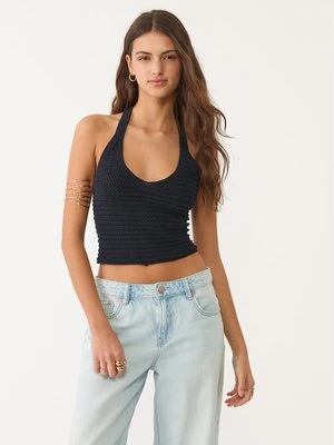 Stradivarius Szydełkowy top z dekoltem halter  Morski