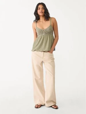 Stradivarius Szydełkowy top z falbaną  Khaki