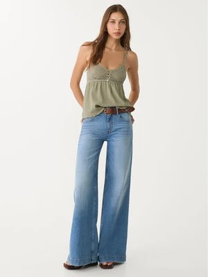 Stradivarius Szydełkowy top z falbaną  Khaki