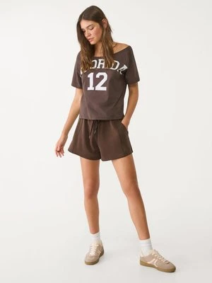 Stradivarius T-shirt Florida z krótkim rękawem  Brązowy