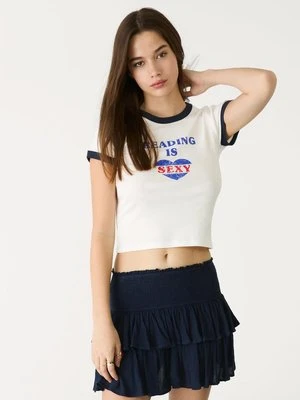 Stradivarius T-shirt z krótkim rękawem i nadrukiem  Biały