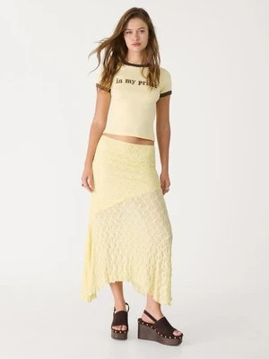 Stradivarius T-shirt z krótkim rękawem i nadrukiem  Żółty pastelowy