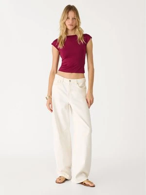 Stradivarius T-shirt z odkrytymi plecami  Burgundowy