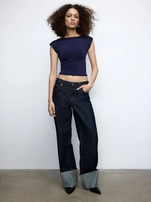 Stradivarius T-shirt z odkrytymi plecami  Ciemnomorski