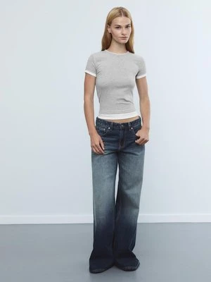 Stradivarius T-shirt z podwójnym kontrastem  Popielaty