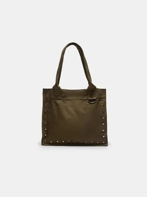 Stradivarius Tkana torba shopper z ćwiekami  Khaki