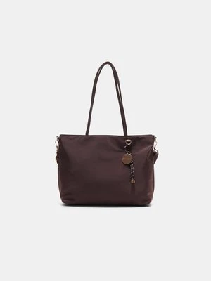Stradivarius Tkana torba shopper z zawieszką  Brązowy