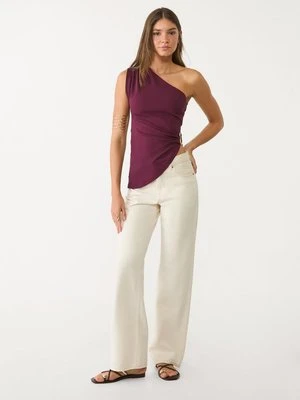 Stradivarius Top asymetryczny z klamrą  Fioletowy