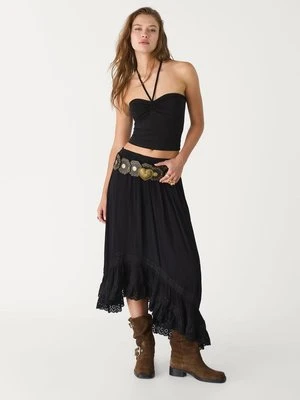 Stradivarius Top bandeau z kokardą z dekoltem halter  Czarny