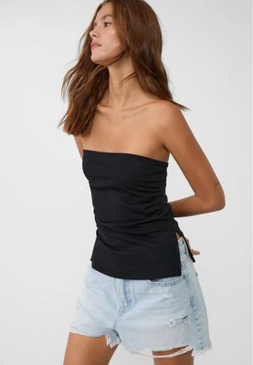 Stradivarius Top bandeau z rozcięciami po bokach  Czarny