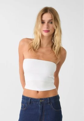 Stradivarius Top basic z dekoltem bandeau  Biały