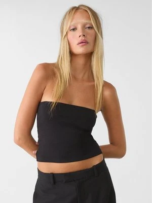 Stradivarius Top basic z dekoltem bandeau  Czarny