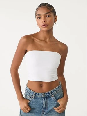 Stradivarius Top bez ramiączek  Biały