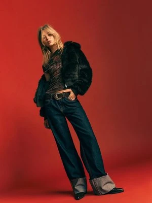 Stradivarius Top bez rękawów z flokowanym wzorem  Brązowy