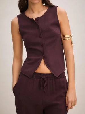 Stradivarius Top bez rękawów z guzikami  Fioletowy