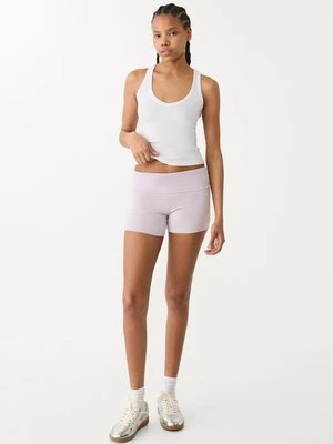 Stradivarius Top bokserka z dekoltem w serek  Biały