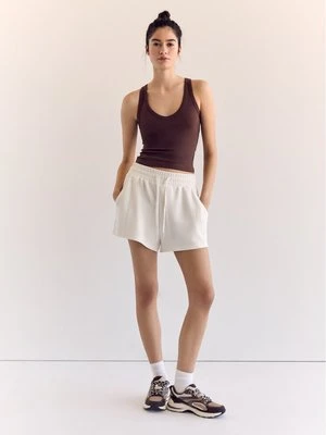 Stradivarius Top bokserka z dekoltem w serek  Brązowy