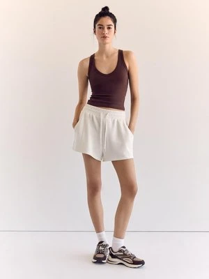 Stradivarius Top bokserka z dekoltem w serek  Brązowy