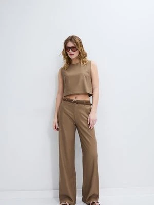 Stradivarius Top bokserka z efektem lnu  Brązowy