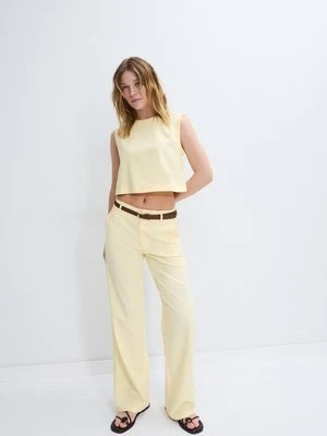 Stradivarius Top bokserka z efektem lnu  Złoty