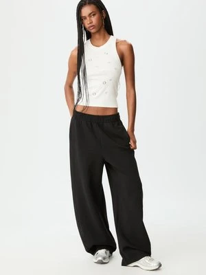 Stradivarius Top bokserka z oczkami  Ecru