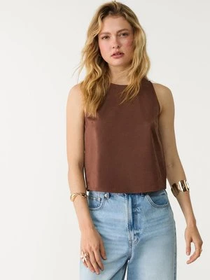 Stradivarius Top bokserka ze sztucznego zamszu  Brązowy