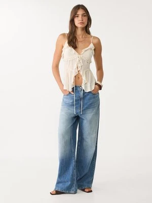 Stradivarius Top na ramiączkach z falbanami  Ecru