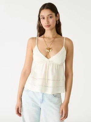 Stradivarius Top na ramiączkach z pasmanterią  Ecru