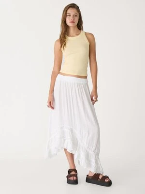 Stradivarius Top na ramiączkach z prążkowanej dzianiny  Żółty pastelowy