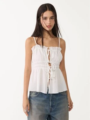 Stradivarius Top na ramiączkach z wiązaniem  Biały