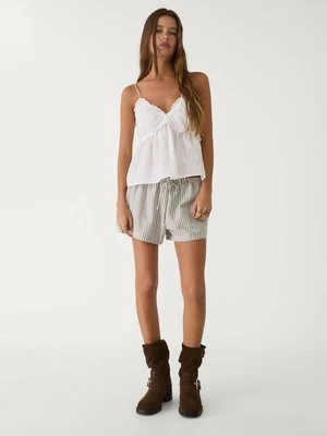 Stradivarius Top na ramiączkach z wiązaniem  Biały