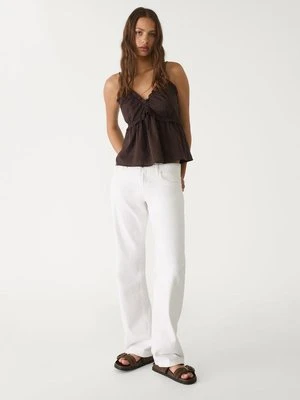 Stradivarius Top na ramiączkach z wiązaniem  Brązowy