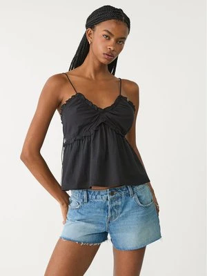 Stradivarius Top na ramiączkach z wiązaniem  Czarny