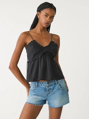 Stradivarius Top na ramiączkach z wiązaniem  Czarny