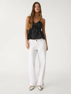 Stradivarius Top na ramiączkach z wiązaniem  SZARY DENIM