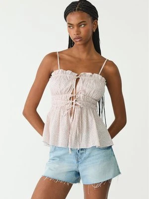 Stradivarius Top na ramiączkach z wiązaniem  Różowy