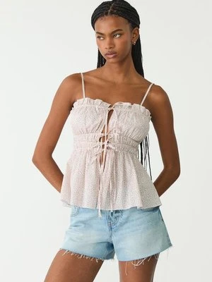 Stradivarius Top na ramiączkach z wiązaniem  Różowy