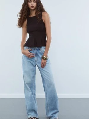 Stradivarius Top z baskinką bez rękawów  Czarny