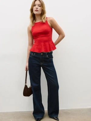 Stradivarius Top z baskinką bez rękawów  Czerwony