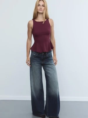 Stradivarius Top z baskinką bez rękawów  Fioletowy