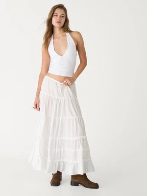 Stradivarius Top z dekoltem halter i dekoltem w serek Biały