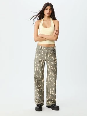 Stradivarius Top z dekoltem halter  Żółty pastelowy