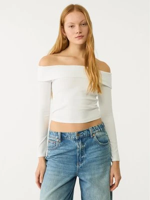 Stradivarius Top z dekoltem odsłaniającym ramiona  Biały